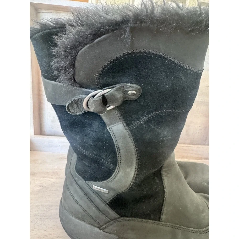 Vibram  Womens Black Winter Boots Size 39 With Faux Fur Leather Upper‎